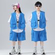 画像2: ヒップホップ ライトブルー キッズダンス衣装 (2)