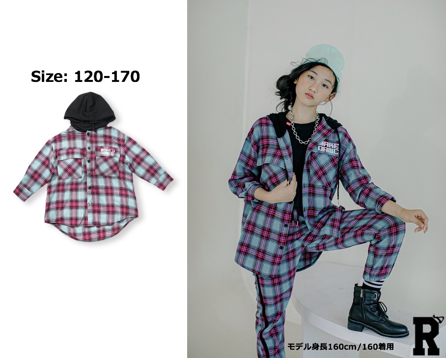 50%off【トップス/在庫処分セール】RD 20 K-POP STYLE PLAID HOODIE TOPS