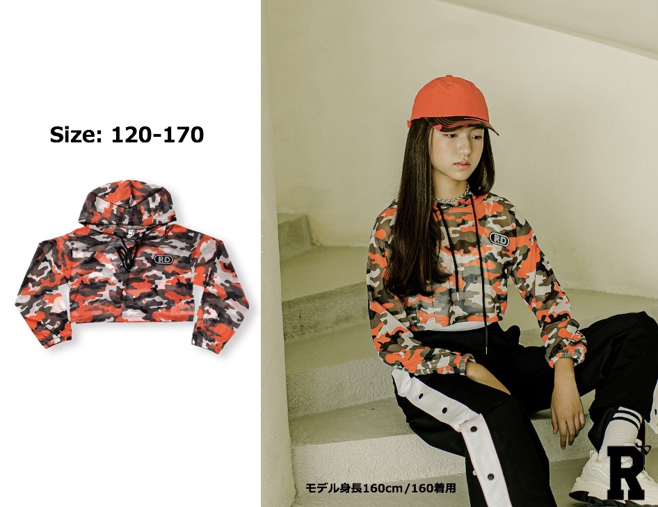 30%off【トップス/在庫処分セール】RD 20 K-POP STYLE CAMOUFLAGE ORANGE HOODIE TOPS