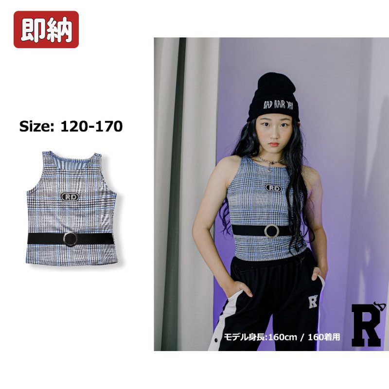 50%off【タンクトップ/在庫処分セール】RD 20 K-POP STYLE PLAID NO SLEEVE SHIRT